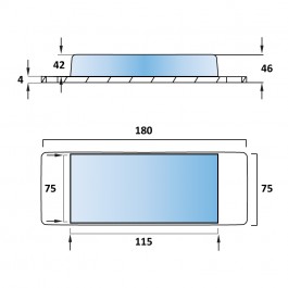 Aluminium Tipper Pad 180L x 75W x 46H Technical Drawing