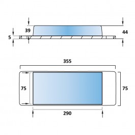 Aluminium Tipper Pad 355L x 75W x 44H Technical Drawing