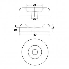 Cylindrical Bumper 40D x 15H  Technical Drawing