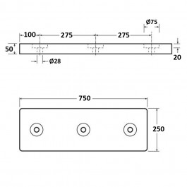 Dock Bumper Packer 3 Holes 750L x 250W x 50H at Polymax