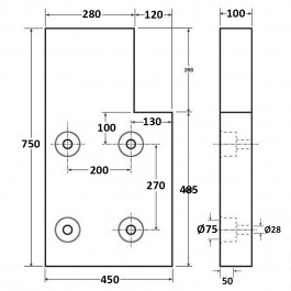 High Top Dock Bumper Left 750L x 400W x 100H at Polymax