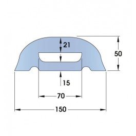 Standard Rubber D-Fender 3000L x 150W x 50H  at Polymax