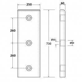 Trapezium Dock Bumper Front Plate 3 Fixings Steel 732L x 250W x 62H at Polymax