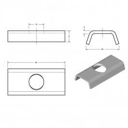Wall Guard Extrusion Washer 50L x 23W (For 6010923) Technical Drawing