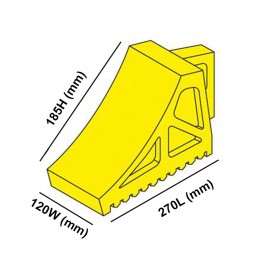 Yellow Wheel Chock 270L x 120W x 185H  Technical Drawing