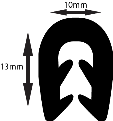 Clamping Profile To Suit 0.5 - 2.5mm P121 80 ShA Black