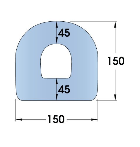 Standard Rubber D-Fender 2000L x 150W x 150H 