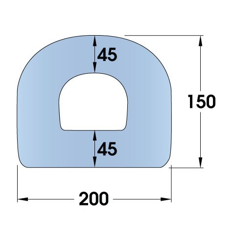 Standard Rubber D-Fender 2000L x 200W x 150H 