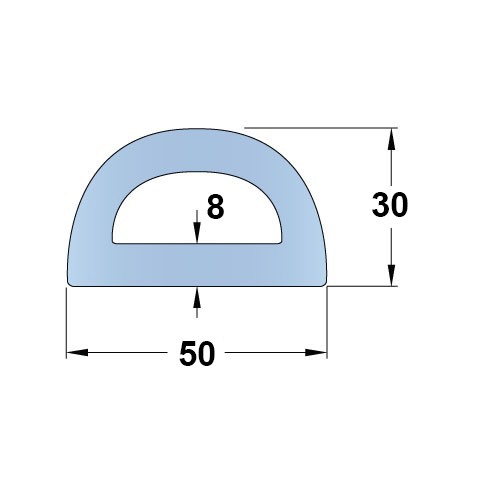 Standard Rubber D-Fender 2500L x 50W x 30H 