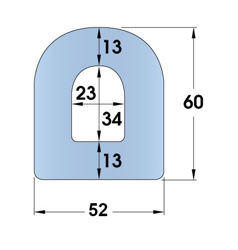 Standard Rubber D-Fender 2500L x 52W x 60H 