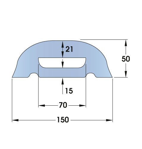 Standard Rubber D-Fender 3000L x 150W x 50H 